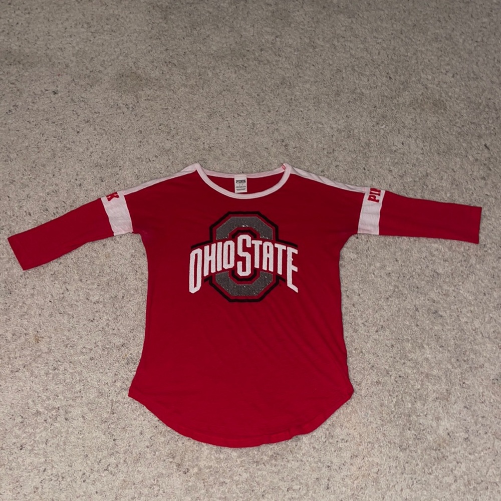 Red Ohio State University 3/4 sleeve from Pink